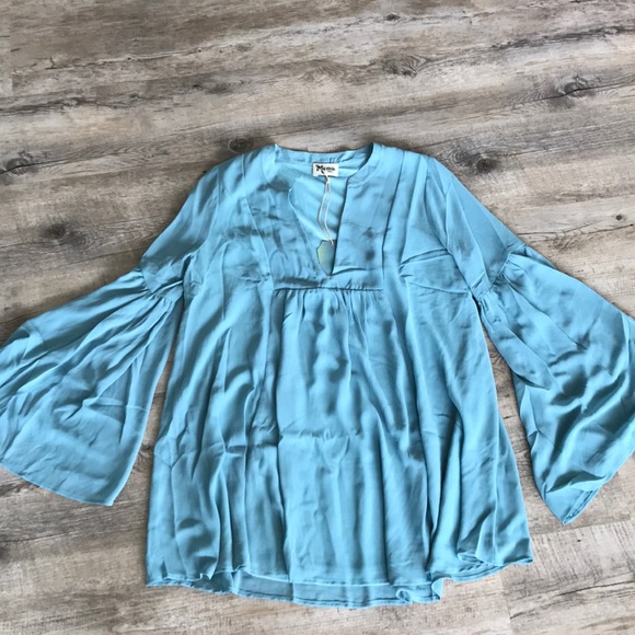 BNWT SHOW ME YOUR MUMU aqua flowy TUNIC Sz M - Picture 1 of 4